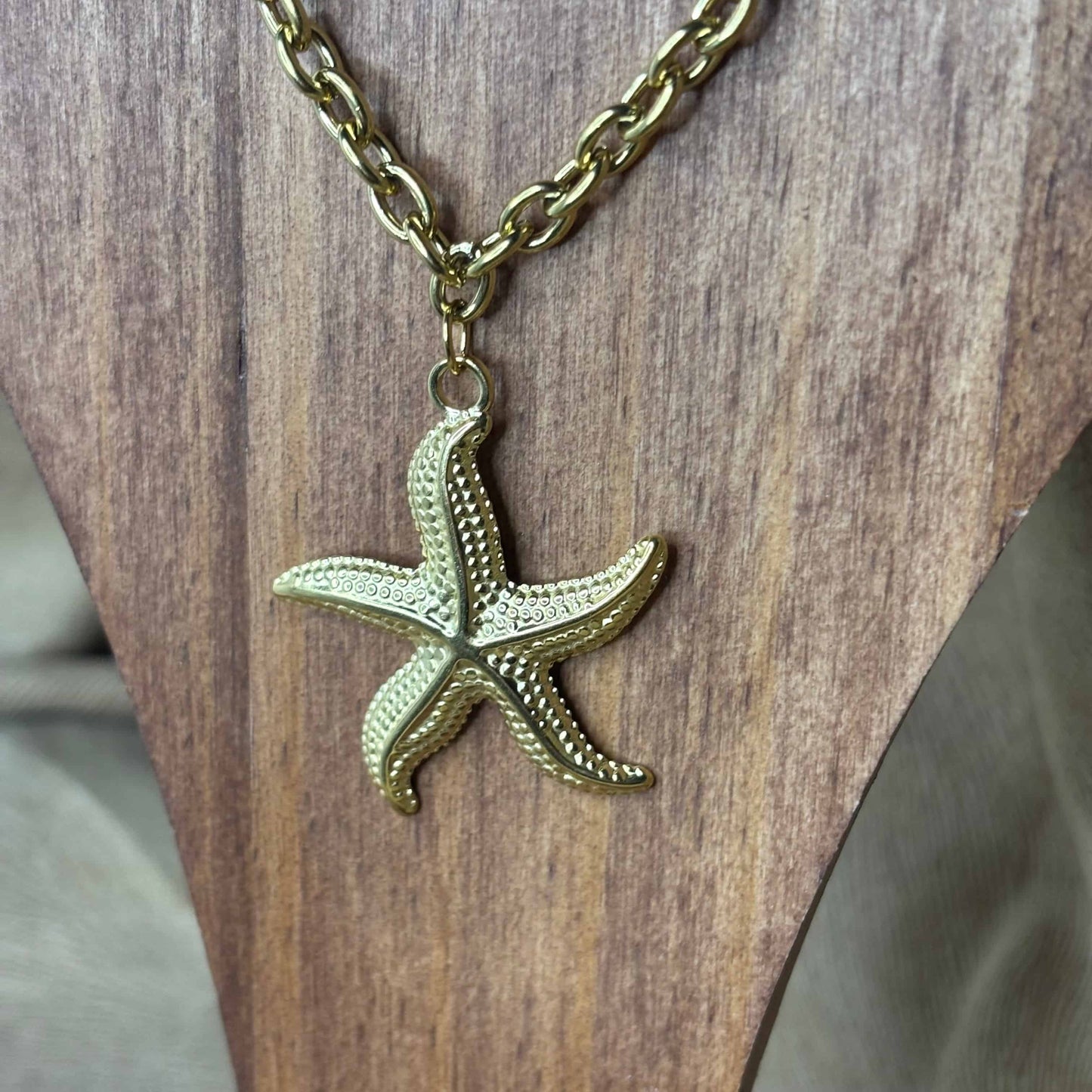 Collier doré | Pendentif en forme d'étoile de mer | Acier inoxydable