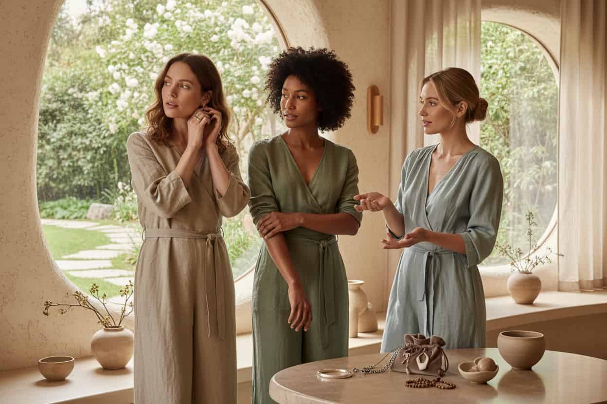 Trois femmes qui parlent de leur allergie aux bijoux fantaisie Image