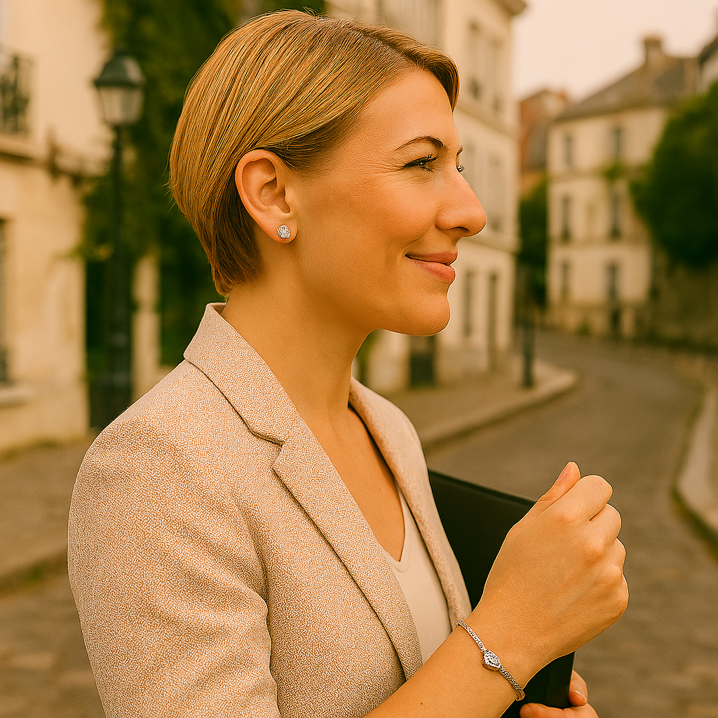 Une femme blonde portant un bracelet pandor à Paris Image