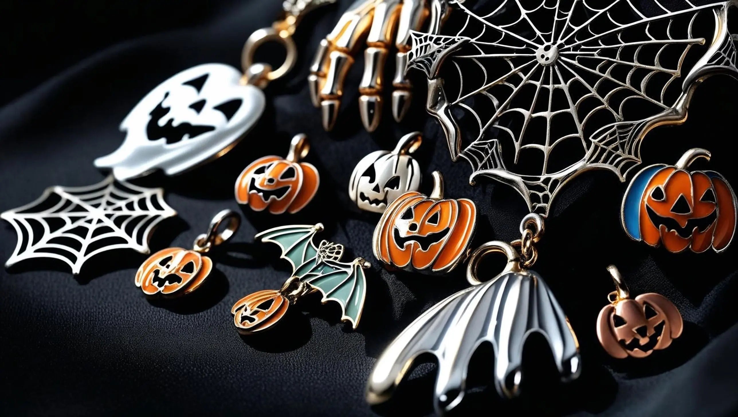 Bijoux halloween femme citrouille araignée et sorcière tremblez avec Prêtes à briller Image