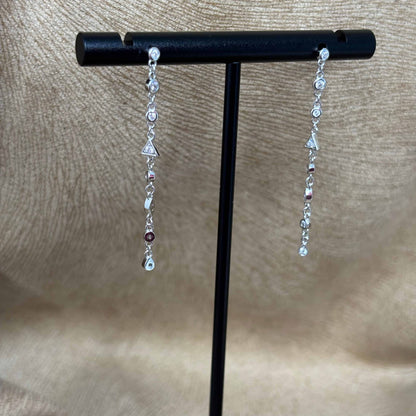 Boucle d'oreilles |Argent sterling 925 |Zircons de formes différentes