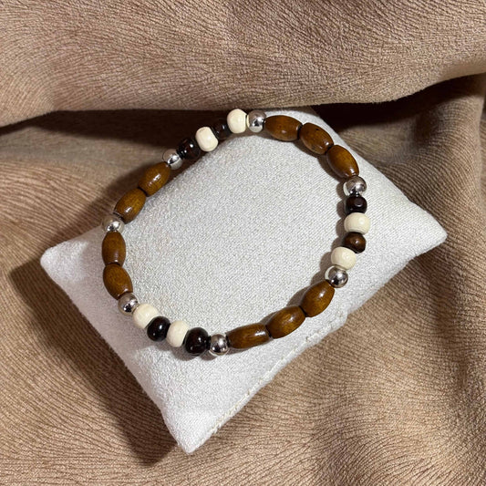 Bracelet en perles artisanal | Bracelet avec perles de bois | Perles acryliques sur élastique