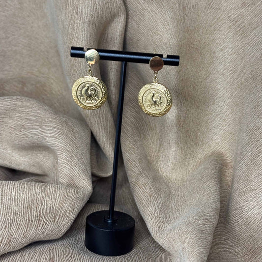 Boucles d'oreilles pendentif | motif le coq | Acier inoxydable