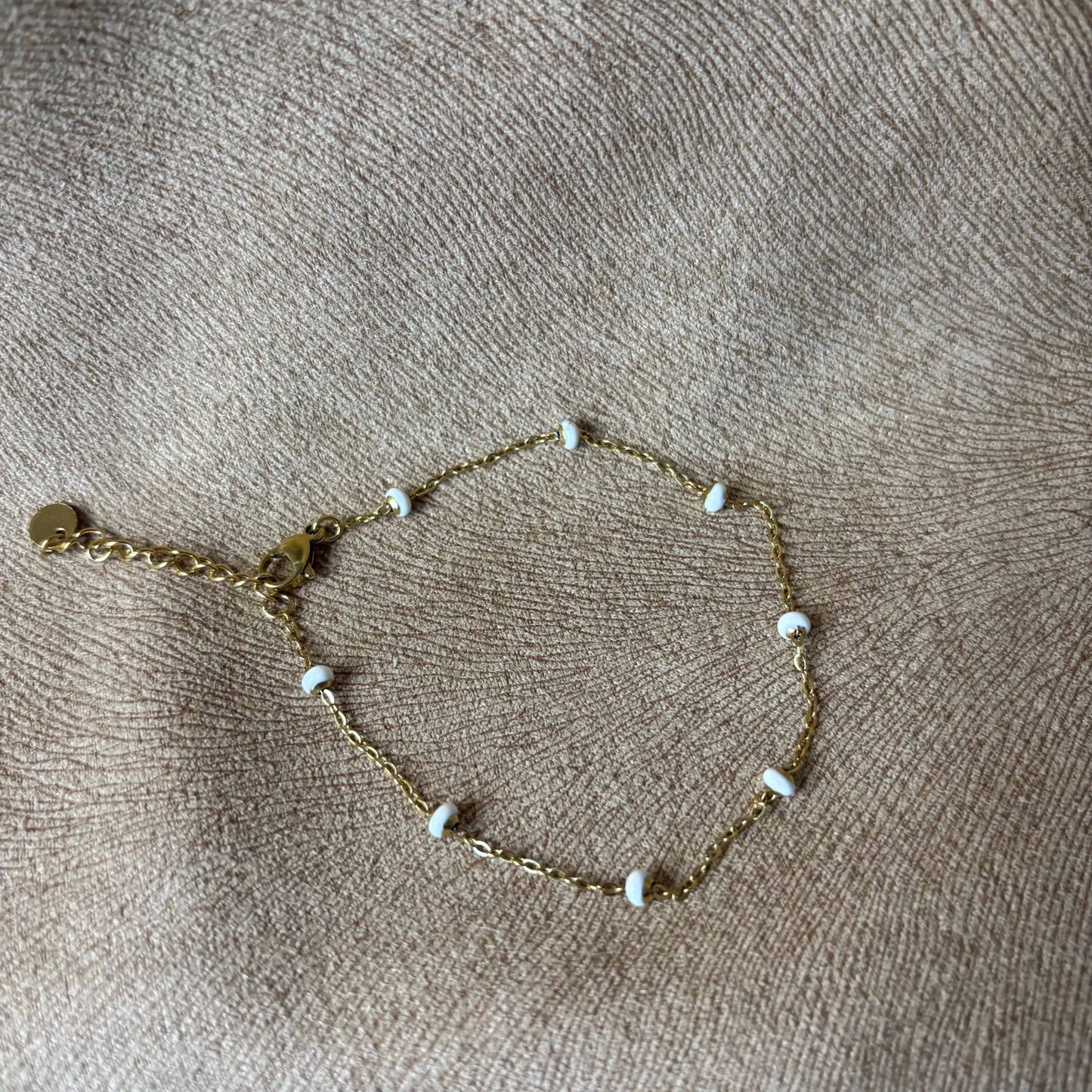 Bracelet doré |Perles blanches multi bracelet | Acier inoxydable