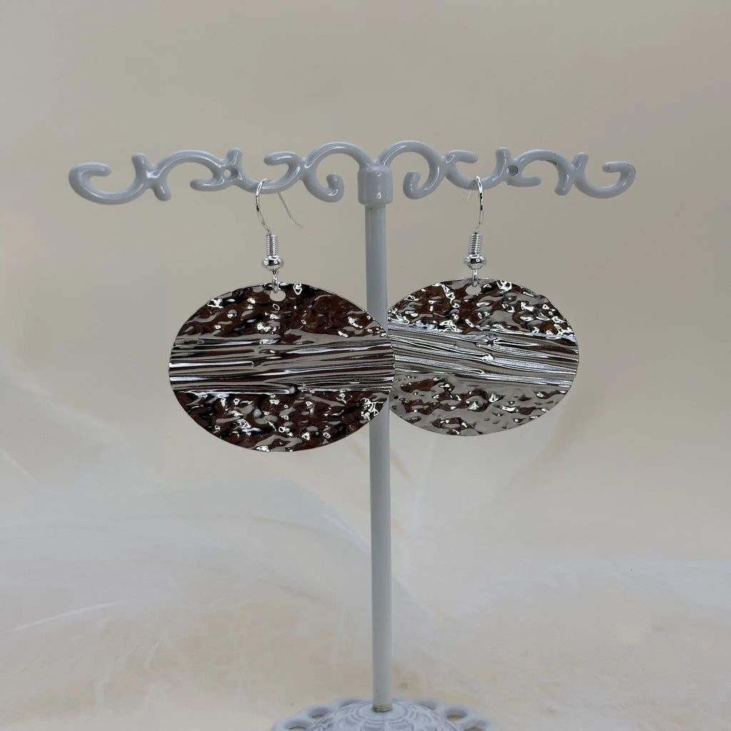 Paire de boucles d'oreilles argentées avec pastille coucher de soleil