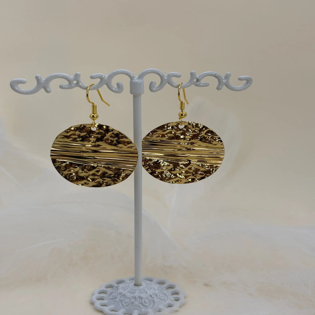 Paire de boucles d'oreilles dorées avec pastille coucher de soleil