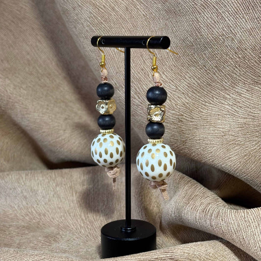 Boucles d'oreilles - pendentif perle marbrée