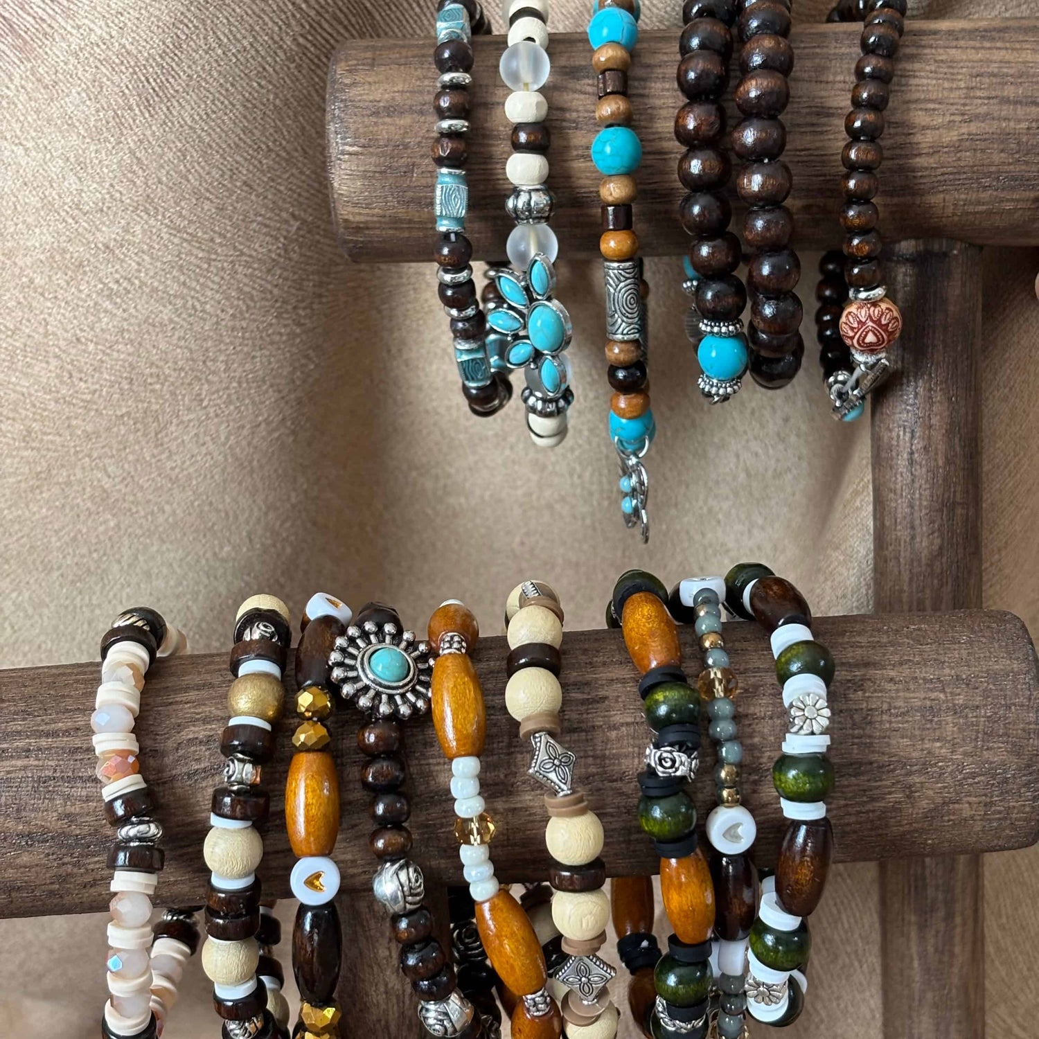 Bracelets en perles sur élastique |Perles en bois
