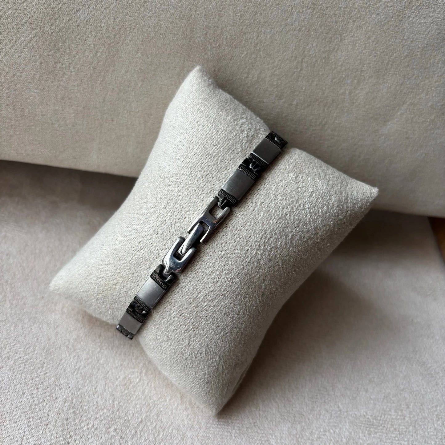 Bracelet homme | Bracelet argenté à mailles acier inoxydable | Maillons carrés