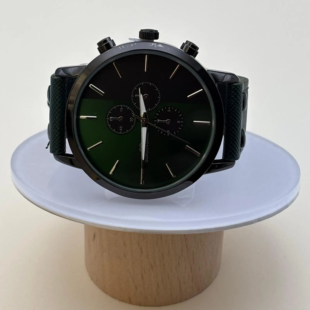 Montre homme avec cadran bicolore noir et vert
