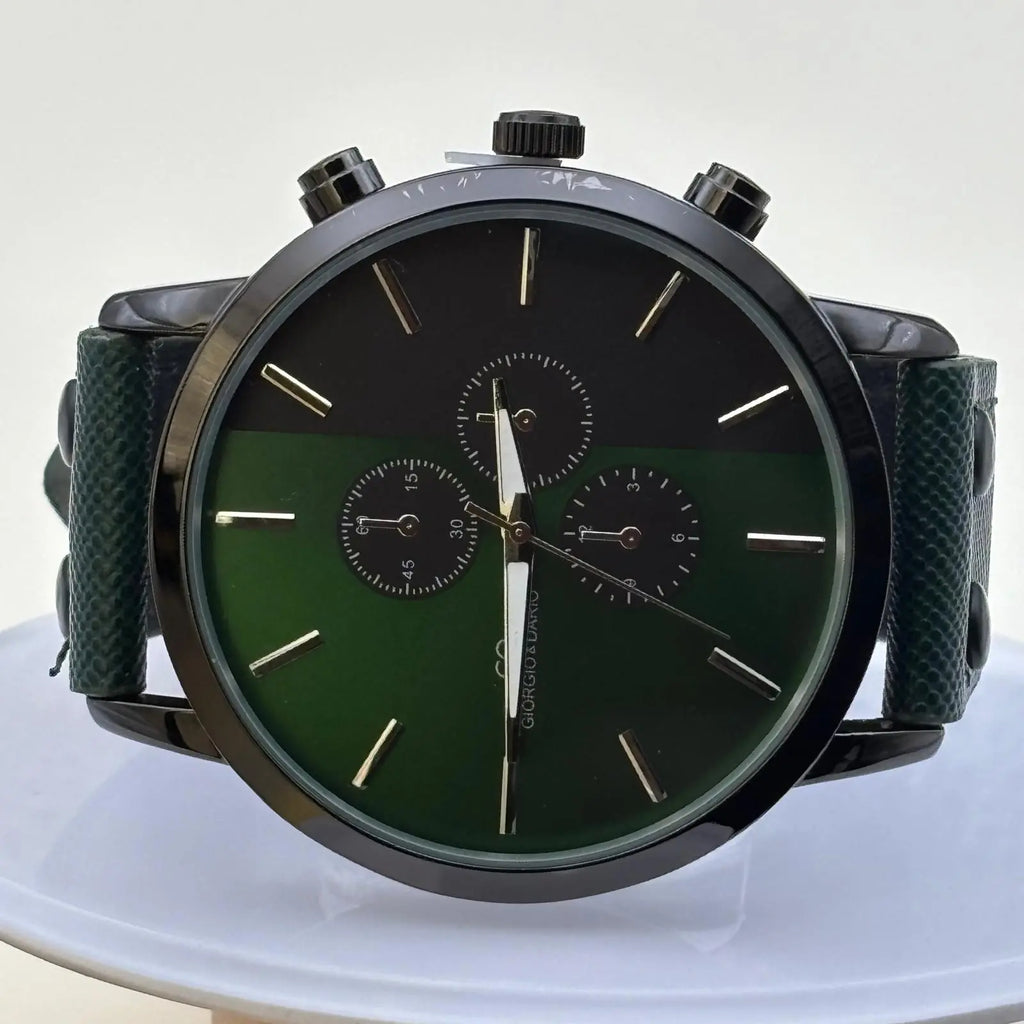 Montre pour homme avec cadran bicolore noir et vert