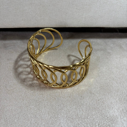 Bracelet doré |A jonc |Motif cercles |Acier Inoxydable