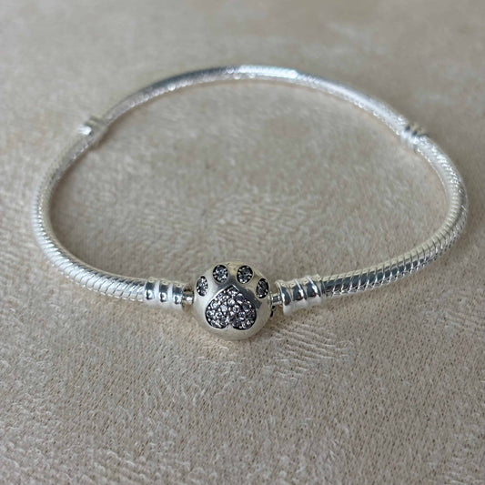 Bracelet Pand'Or |Bracelet avec charm' boule |Motif strass cœur |Tour 18 cm |Acier inoxydable