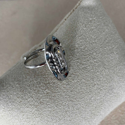 Bague argentée ajustable ovale avec trois brillants vendu sur le site internet prêtes à briller