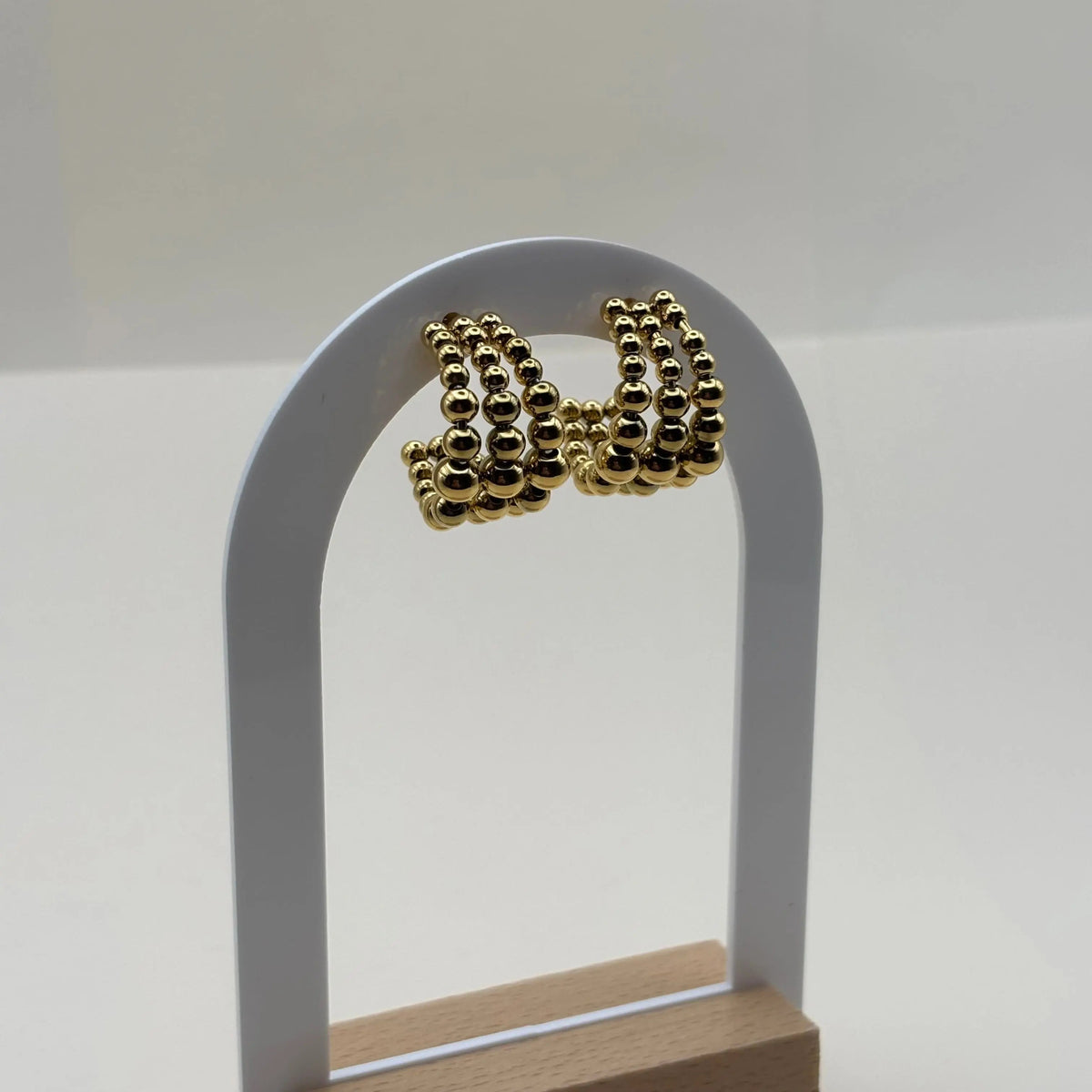 Boucles d'oreilles dorées façon créole un triple rang en perles bijou en acier inoxydable 