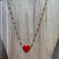 Parure collier - bracelet et boucles d'oreilles
Pendentif cœur coloré rouge