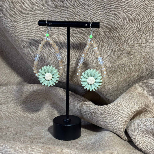 Boucles d'oreilles - pendentif marguerite diamètre 2 cm
Perles acryliques