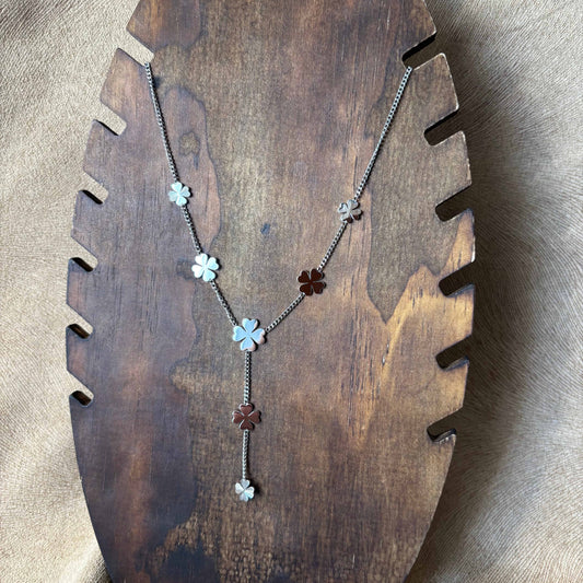 Collier argenté | Motifs trèfles à 4 feuilles | Acier inoxydable