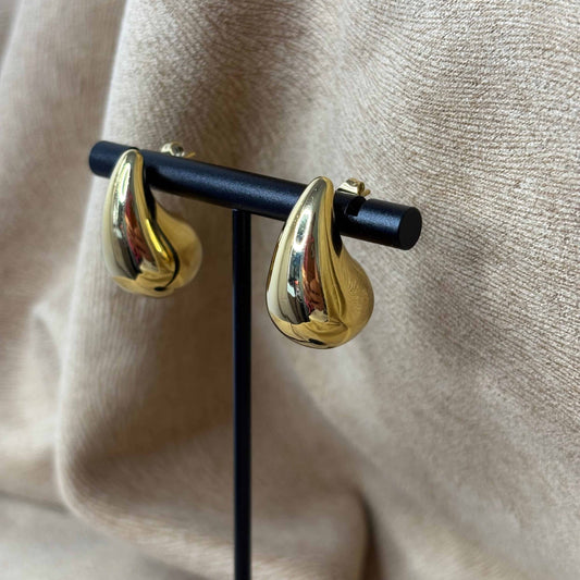 Boucles d'oreilles dorées |Forme goutte d'eau | Acier inoxydable