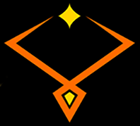 Logo du  site internet prêtes à briller un losange orange représentant un collier avec deux brillants Image