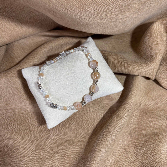 Bracelet en perles artisanal | Tortues argentées | Perles acryliques marbrées sur élastique
