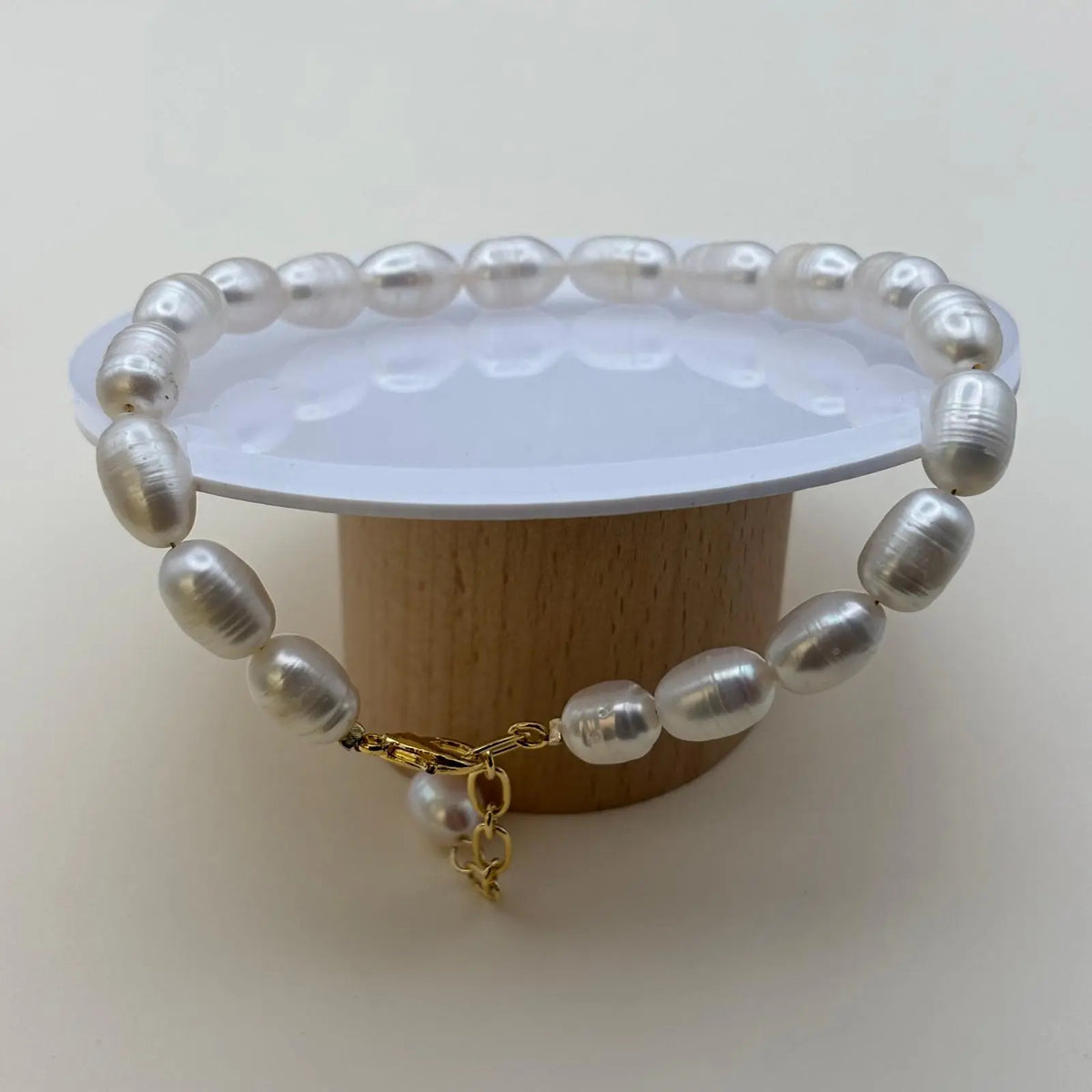 Bracelet de cheville avec perles d'eau douce blanche
