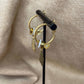 Boucles d'oreilles créoles |Motif plume et strass or | Acier inoxydable