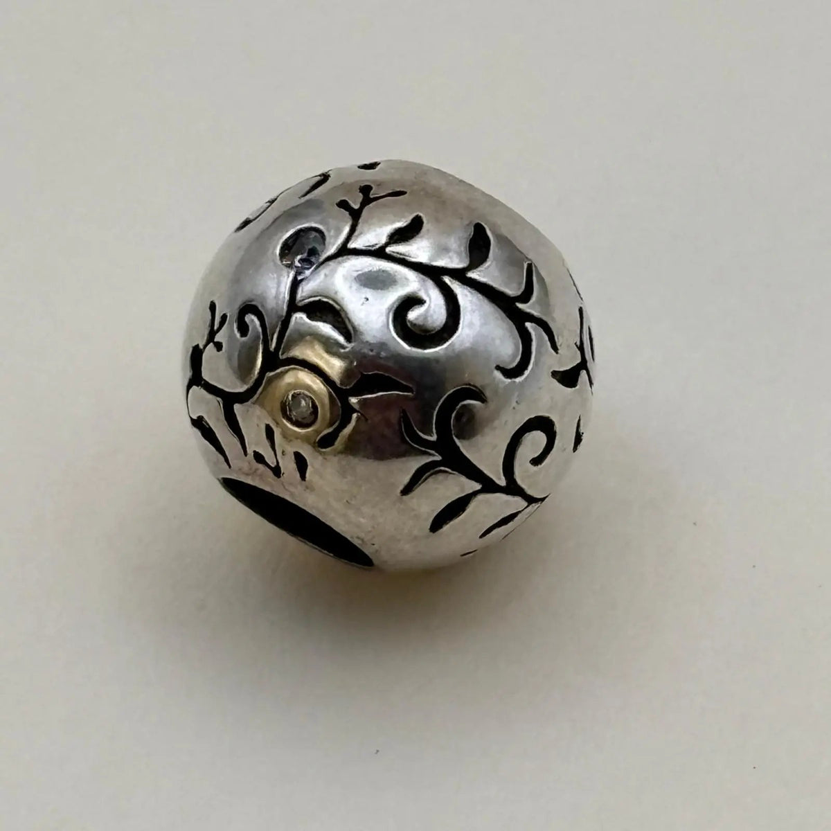Charms Pand'OR en forme de sphère feuille et de vigne en argent Sterling 