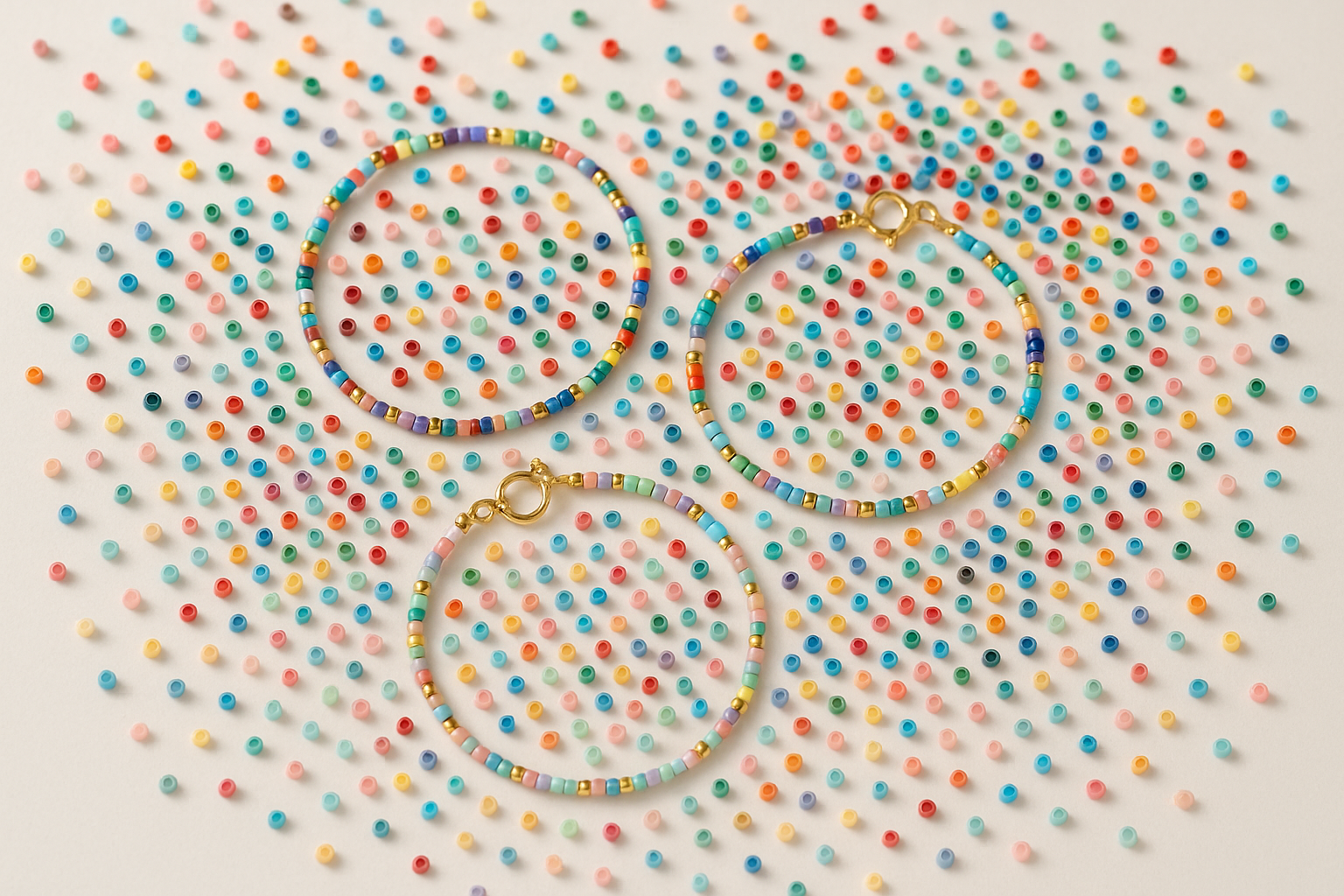 Photo avec des bracelets et des perles miyuki Image