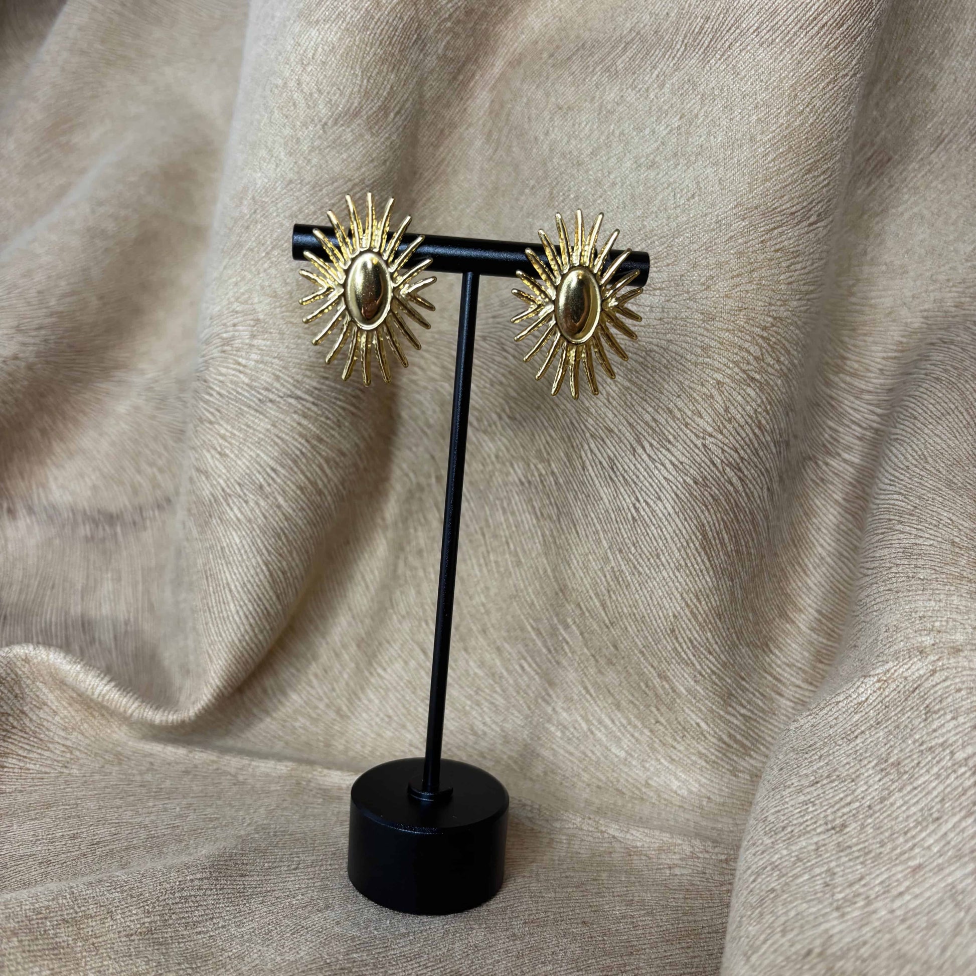 Boucles d'oreilles dorées | Soleil doré | Acier inoxydable