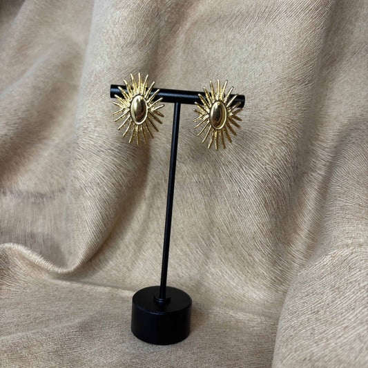 Boucles d'oreilles dorées | Soleil doré | Acier inoxydable