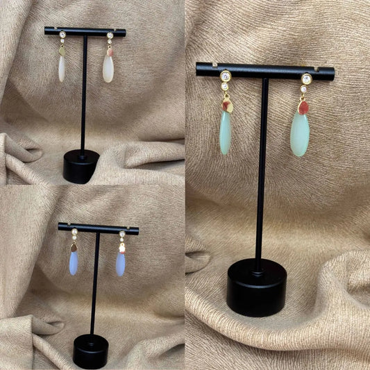 Boucles d'oreilles dorées | Motif goutte d'eau différents couleurs | Acier inoxydable