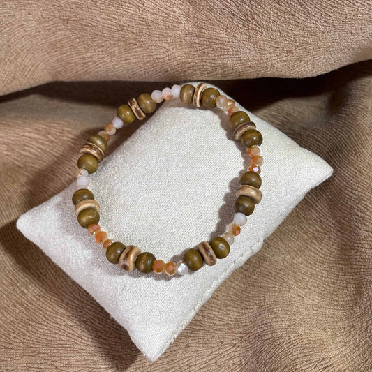 Bracelet en perles artisanal | Bracelet perles de bois |Perles acryliques sur élastique