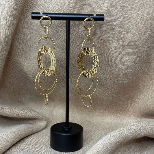 Boucles d'oreilles dorées | motifs cercles dorés entrelacés | Acier inoxydable