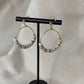 Boucles d'oreilles créoles | Perles colorées blanches | acier inoxydable