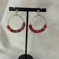 Boucles d'oreilles créoles | Perles colorées rouges | acier inoxydable