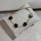 Bracelet doré | Motif trèfle | Fleurs noires| Acier inoxydable