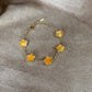 Bracelet doré | Motif trèfle | Fleurs jaunes | Acier inoxydable